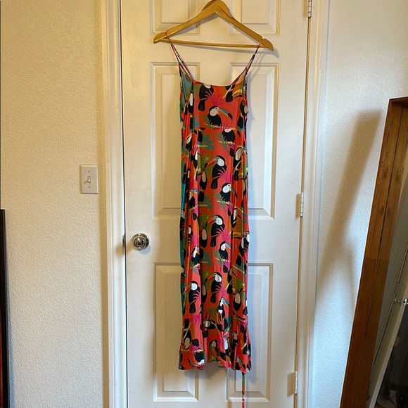 FARM Rio Red and Blue Asymmetrical Sundress - Picture 3 of 4